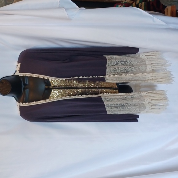 Umgee Sweaters - UMGEE Lace Cotton Cardigan | Size s | Open Front Fringe Boho-Chic Cottagecore